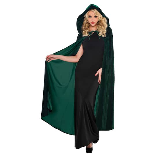 Adult Forest Green Hooded Renaissance Cape